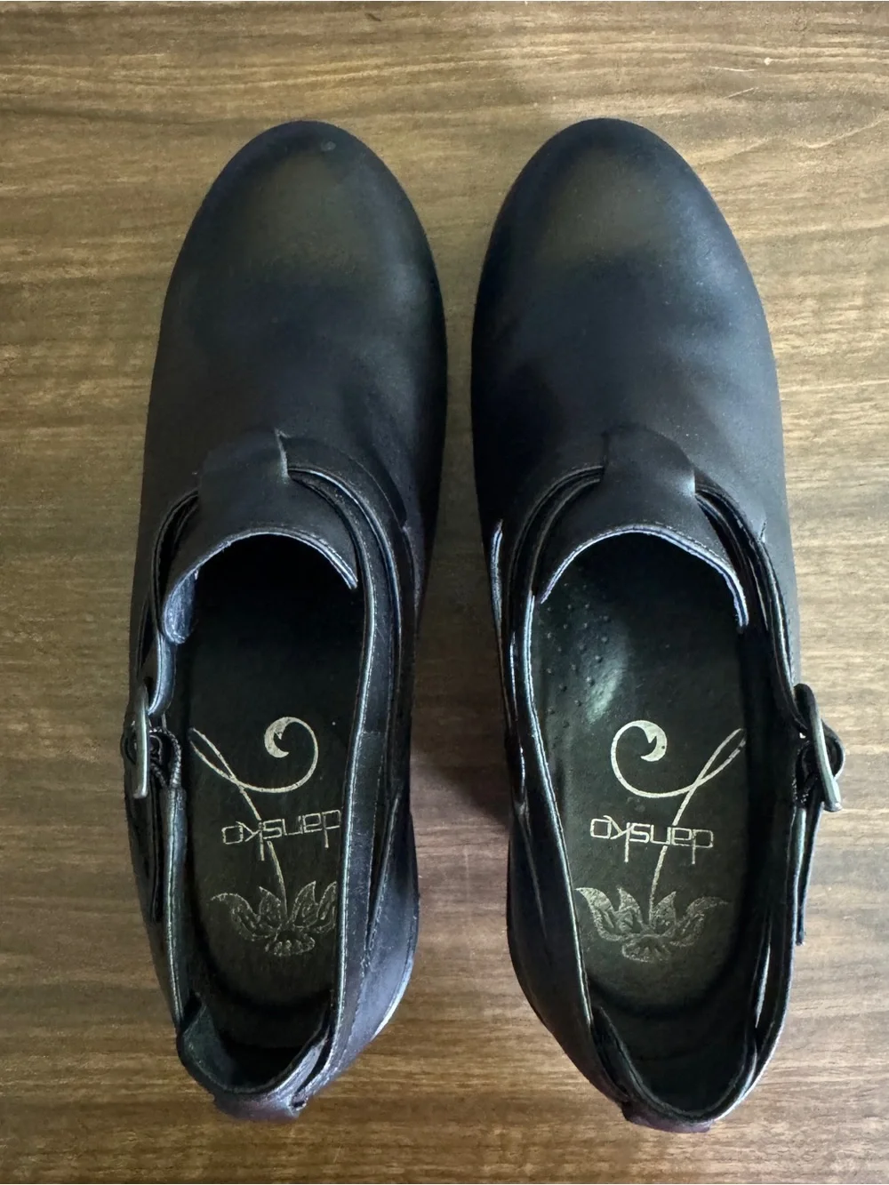 Dansko Franka Mary Jane Wedge Shoes Black Leather Crisscross Straps EU 39