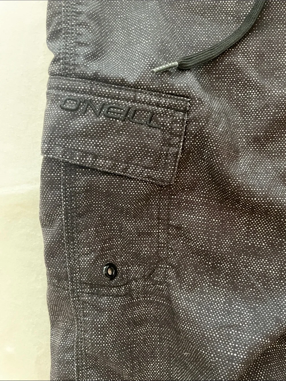 O’Neill Men's Black and Gray Striped Swim Board Shorts