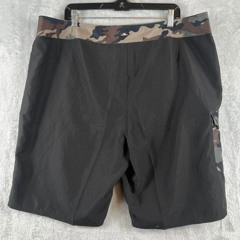 O'Neill Santa Cruz Printed 2.0 Board Shorts 40 Camo Black Hybrid Surf Swim NWT
