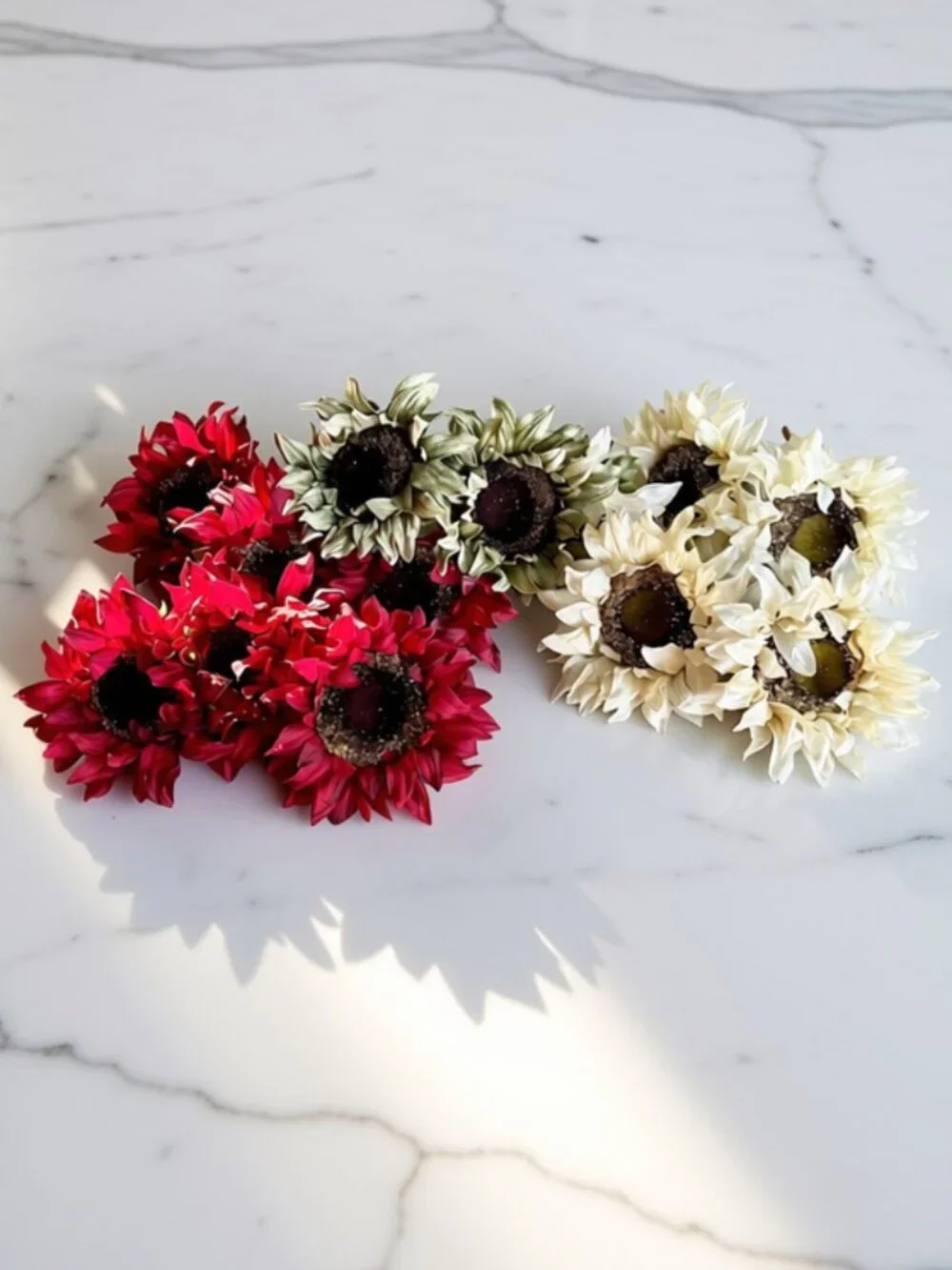 Cream Faux Sunflower Picks - Set of 5