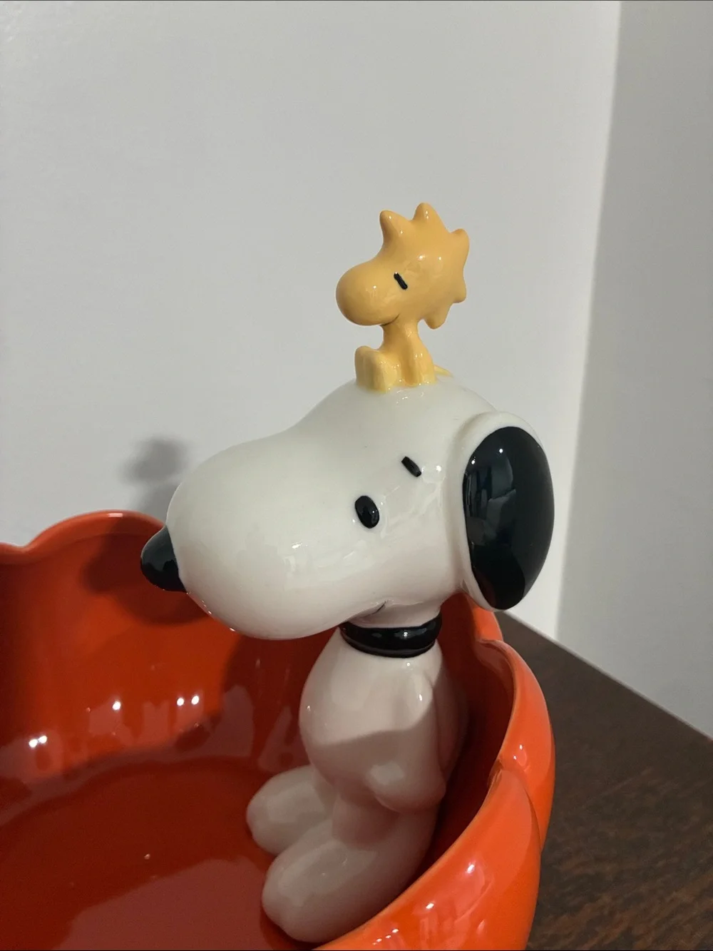NWT- Peanuts- Snoopy & Woodstock- Large Jack-o-lantern Pumpkin Candy Bowl