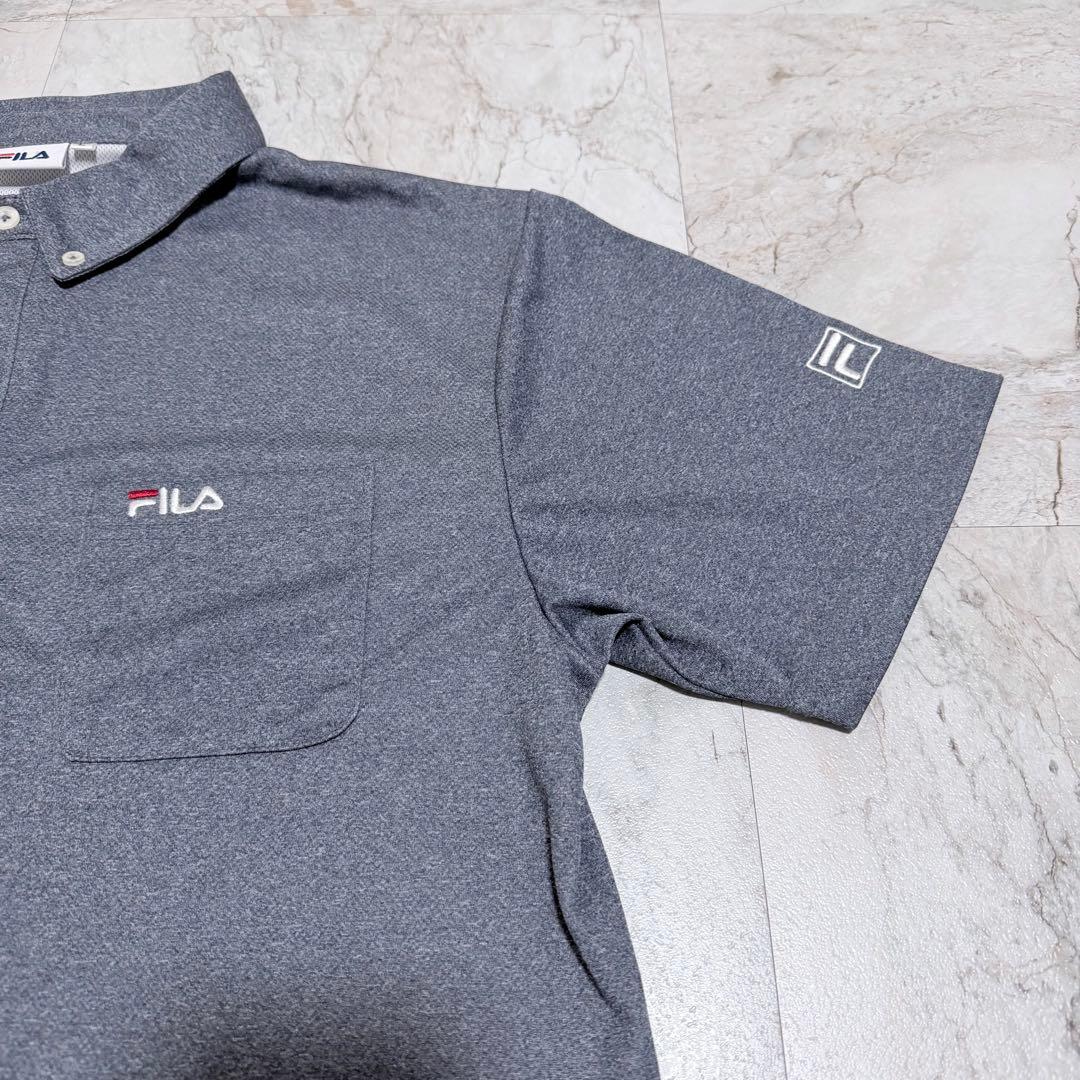 FILA Polo Shirt, Blue, Button-Down, With Pocket, Size L